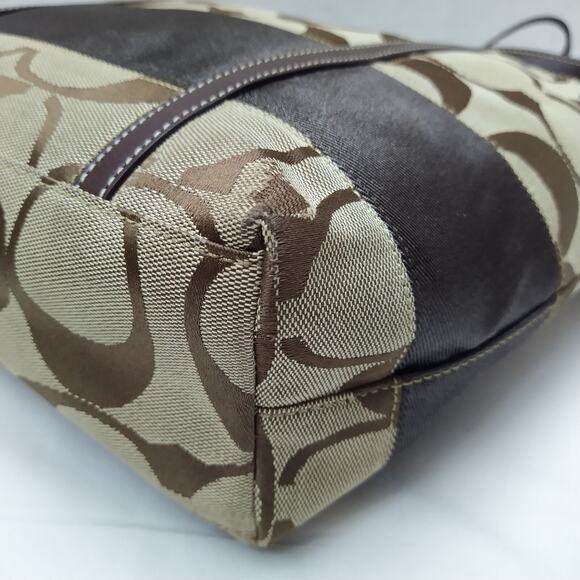 Coach Signature Brown Canvas 65th Ann. Double Handle Zipper Tote Bag W/ Wallet - Picture 10 of 16